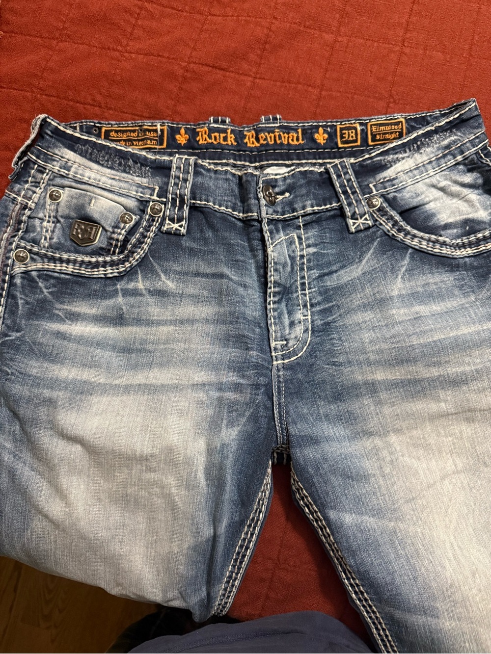 Rock Revival Men's Washed Blue Relaxed Jeans